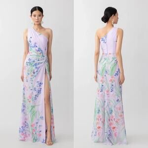 Sau Lee Gwendolyn One-Shoulder Floral Dress